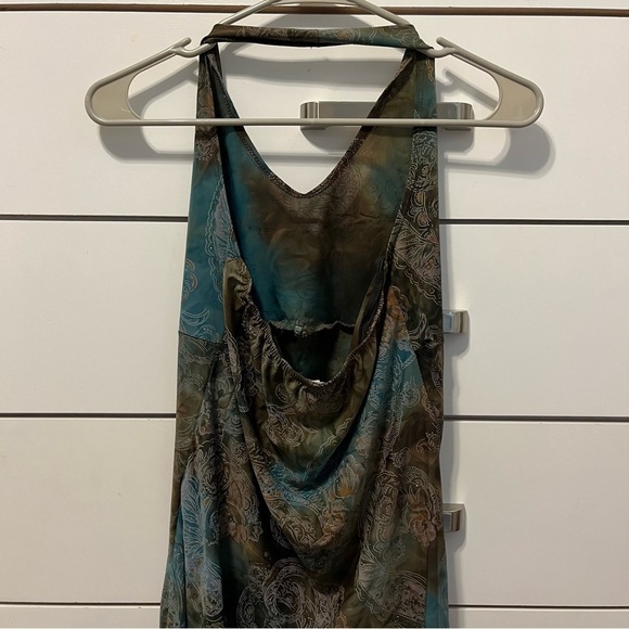 Y2K Blue & Brown Pattern Halter Tank - Picture 3 of 5